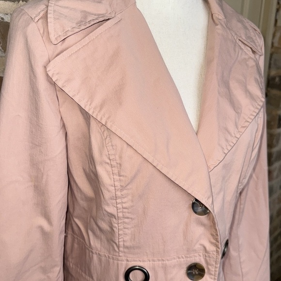 Sandro Peach Tan Short Trench Utility Jacket Self Tie Cotton Blend - Picture 4 of 13